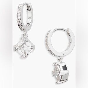 Kate Spade NIB Crystal Drop Huggie Hoop Earrings
